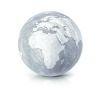 Cement globe 3D illustration europe and africa map on white back