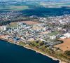 Luftaufnahme des Standorts Niederkassel-Lülsdorf am Rhein, Chemiepark, Chemieproduktion
